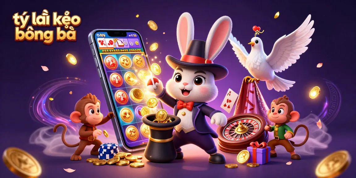 Engage in thrilling sports betting with tỷ lệ kèo bóng đá as a magician rabbit conjures golden coins in an exciting scene.