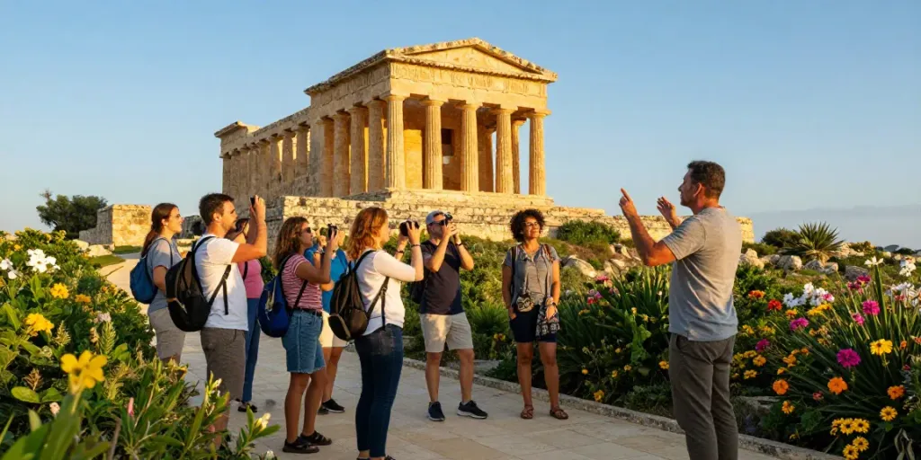 Group enjoying a Malta Gozo tour at Ggantija Temples, highlighting cultural exploration.
