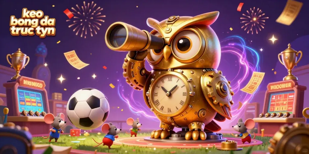 Engage in thrilling sports betting with keo bong da truc tuyen amidst an animated casino scene.